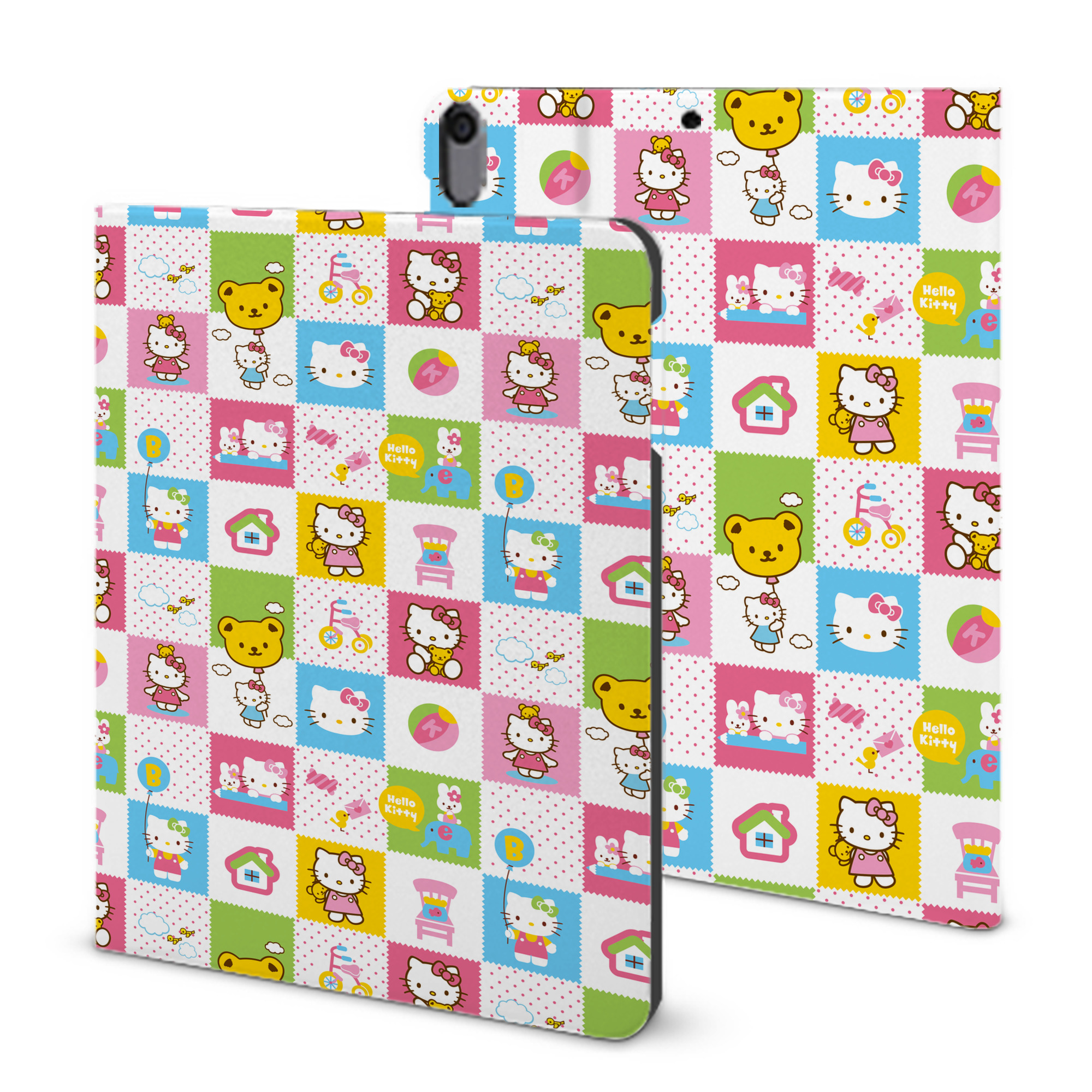 （画像用） Hello Kitty ハローキティ IPad ケース ブック型 PUレザー TPU 耐衝撃 軽量 薄型 ペン収納なし 全面保護 IPad 各モデル対応